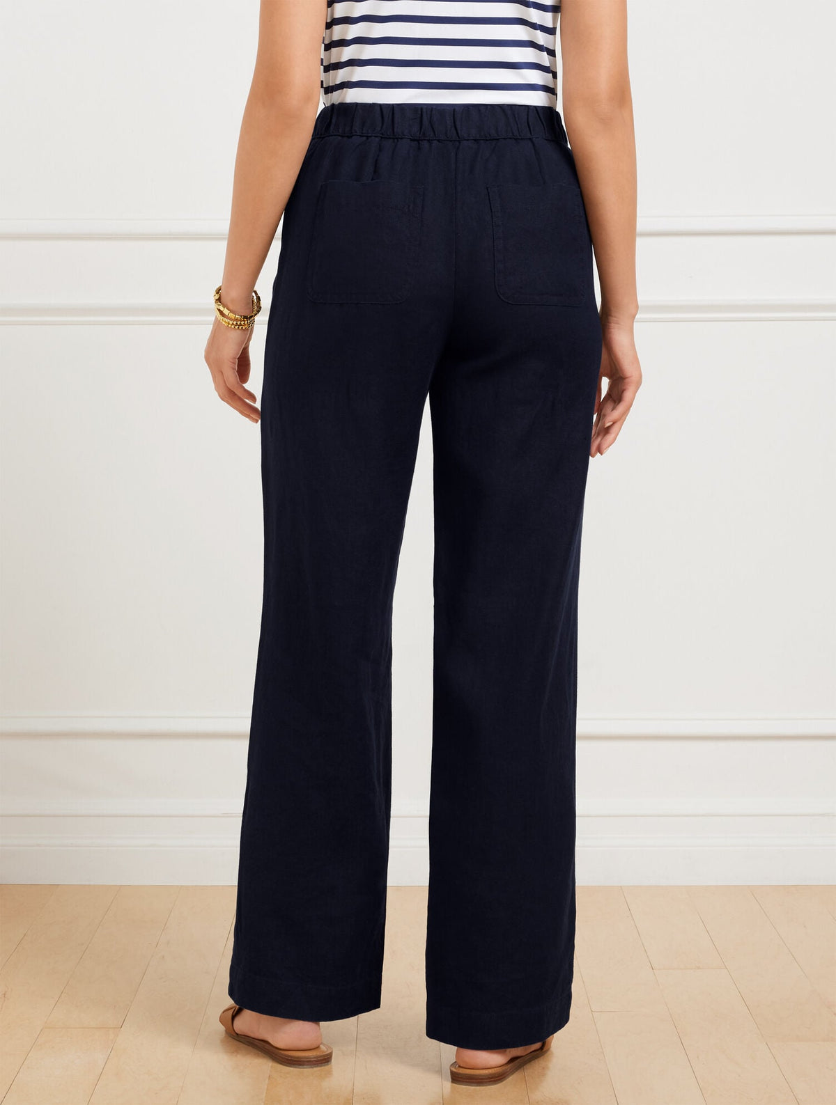 WIDE LEG WASHED LINEN PANTS | Talbots