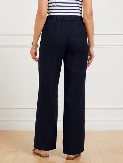 WIDE LEG WASHED LINEN PANTS | Talbots