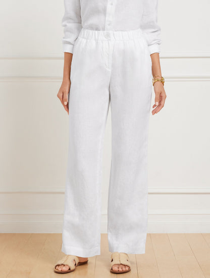 WIDE LEG WASHED LINEN PANTS | Talbots