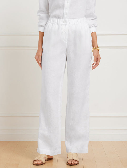 WIDE LEG WASHED LINEN PANTS | Talbots