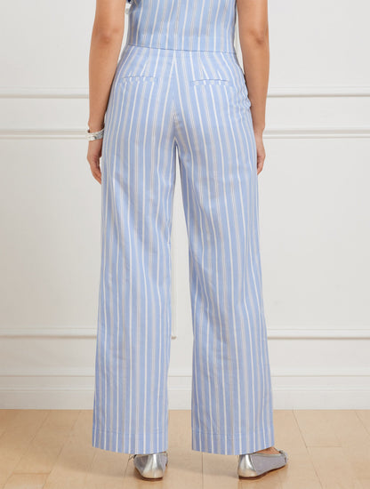 WIDE ANKLE FRESH POPLIN PANTS - DEWDROP STRIPE | Talbots