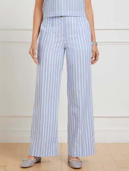 WIDE ANKLE FRESH POPLIN PANTS - DEWDROP STRIPE | Talbots