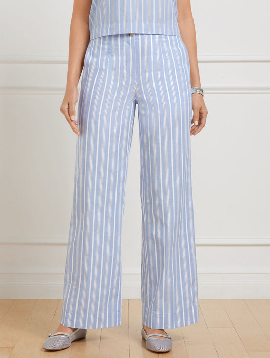 WIDE ANKLE FRESH POPLIN PANTS - DEWDROP STRIPE | Talbots
