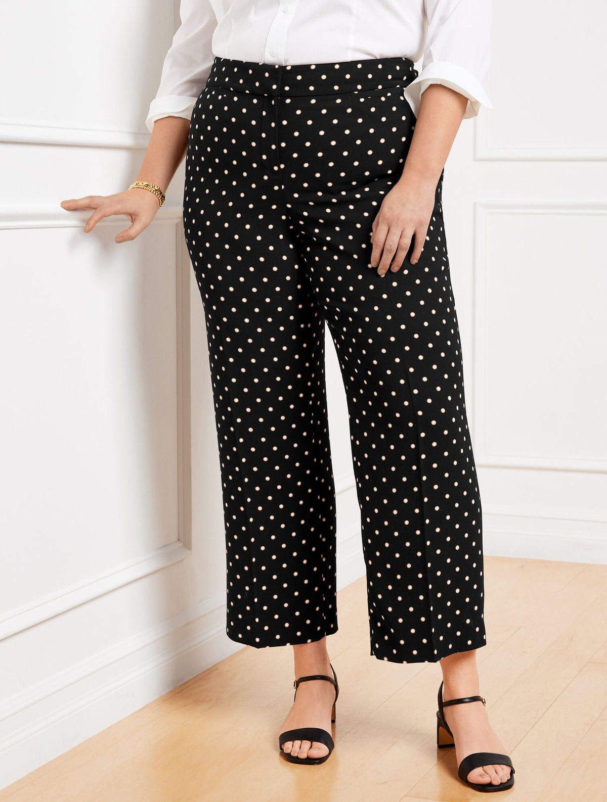 PLUS EXCLUSIVE SLIM WIDE ANKLE PANTS - DAISY DOT | Talbots