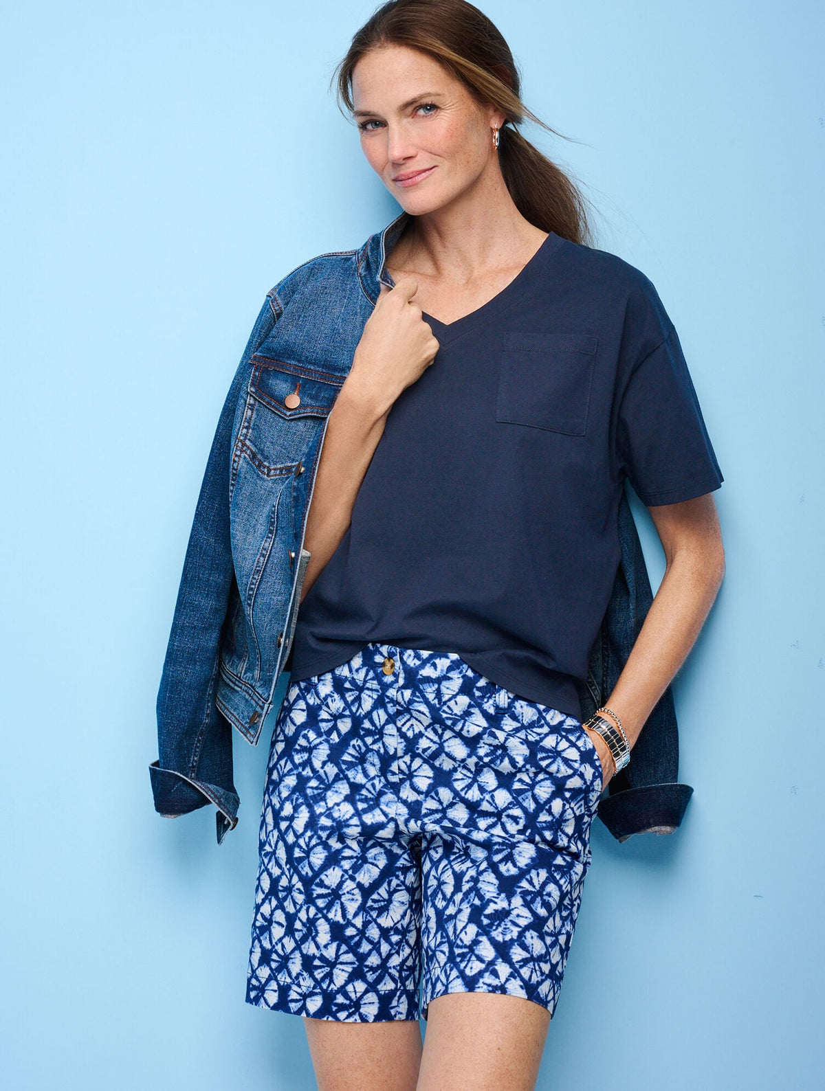 RELAXED CHINO SHORTS - BATIK FOULARD | Talbots