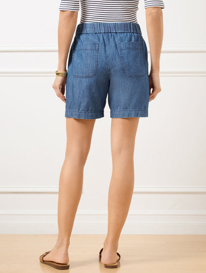 PULL-ON SHORTS - CHAMBRAY - 6” | Talbots