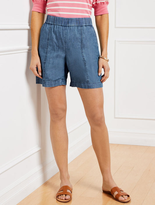 PULL-ON SHORTS - CHAMBRAY - 6” | Talbots