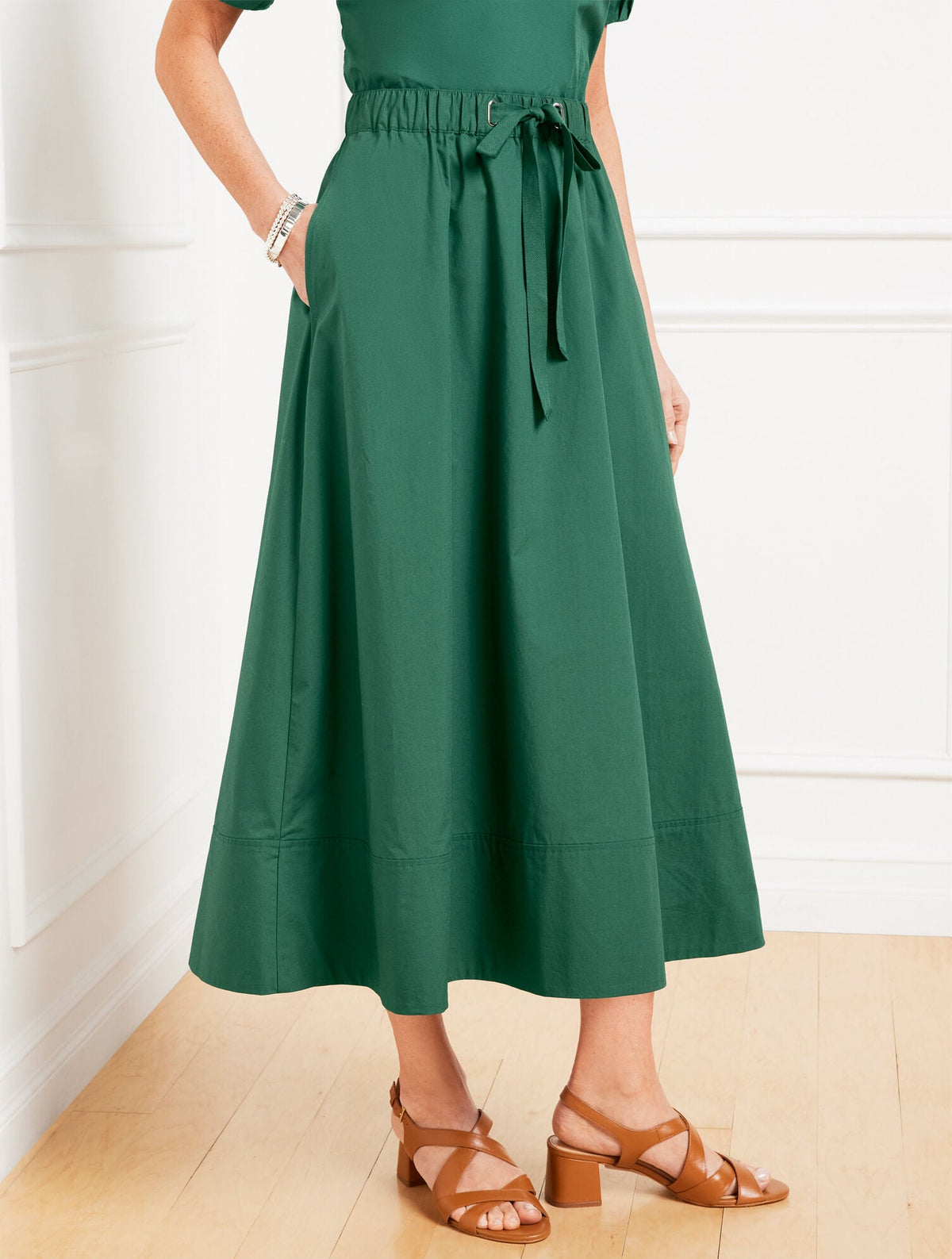 MODERN POPLIN DRAWSTRING SKIRT | Talbots