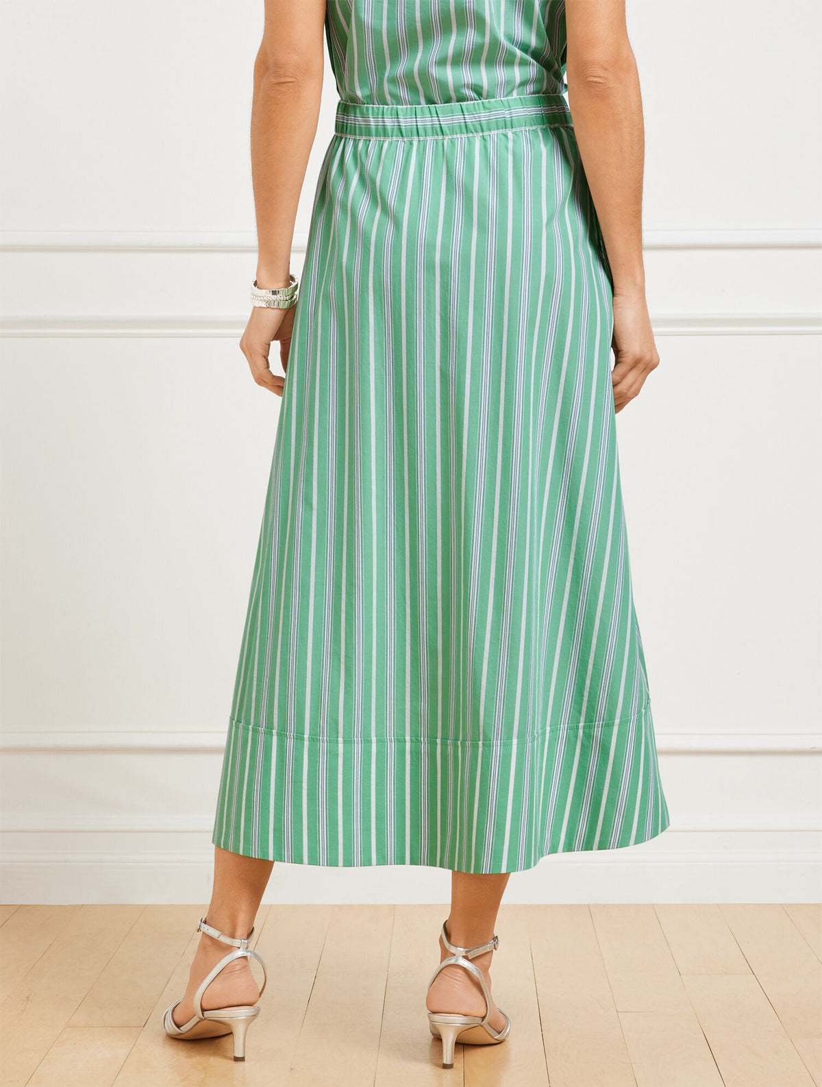 FRESH POPLIN DRAWSTRING SKIRT - DEWDROP STRIPE | Talbots