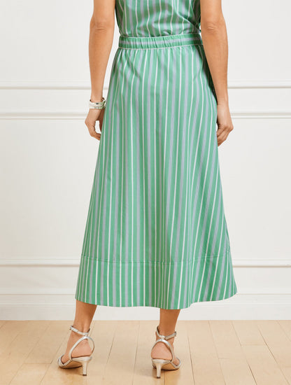 FRESH POPLIN DRAWSTRING SKIRT - DEWDROP STRIPE | Talbots