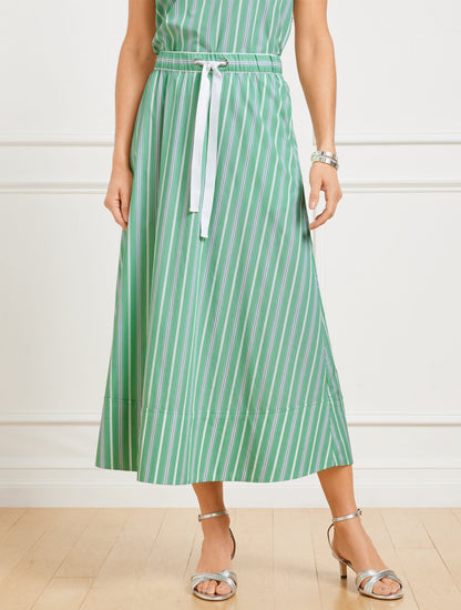 FRESH POPLIN DRAWSTRING SKIRT - DEWDROP STRIPE | Talbots