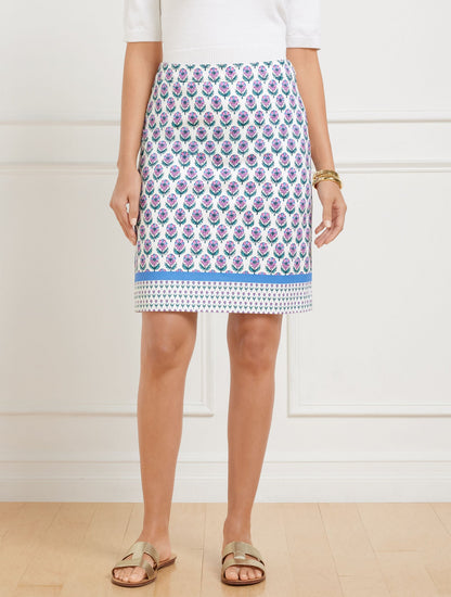 CANVAS A-LINE SKIRT – WOODBLOCK FLORAL | Talbots