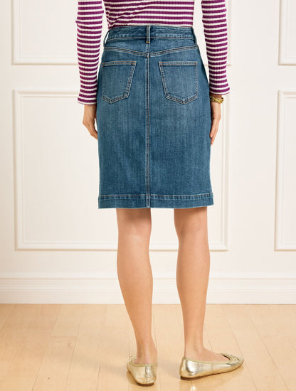 DENIM A-LINE SKIRT - MONTAUK WASH | Talbots