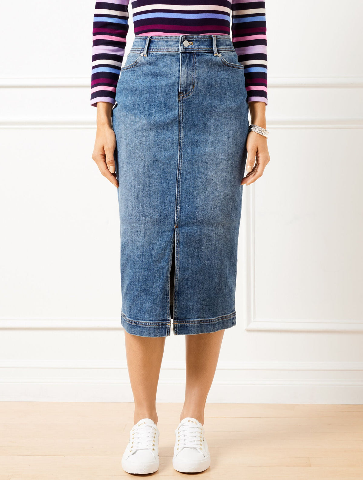 DENIM MIDI SKIRT - TIDAL WASH | Talbots