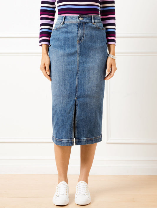 DENIM MIDI SKIRT - TIDAL WASH | Talbots