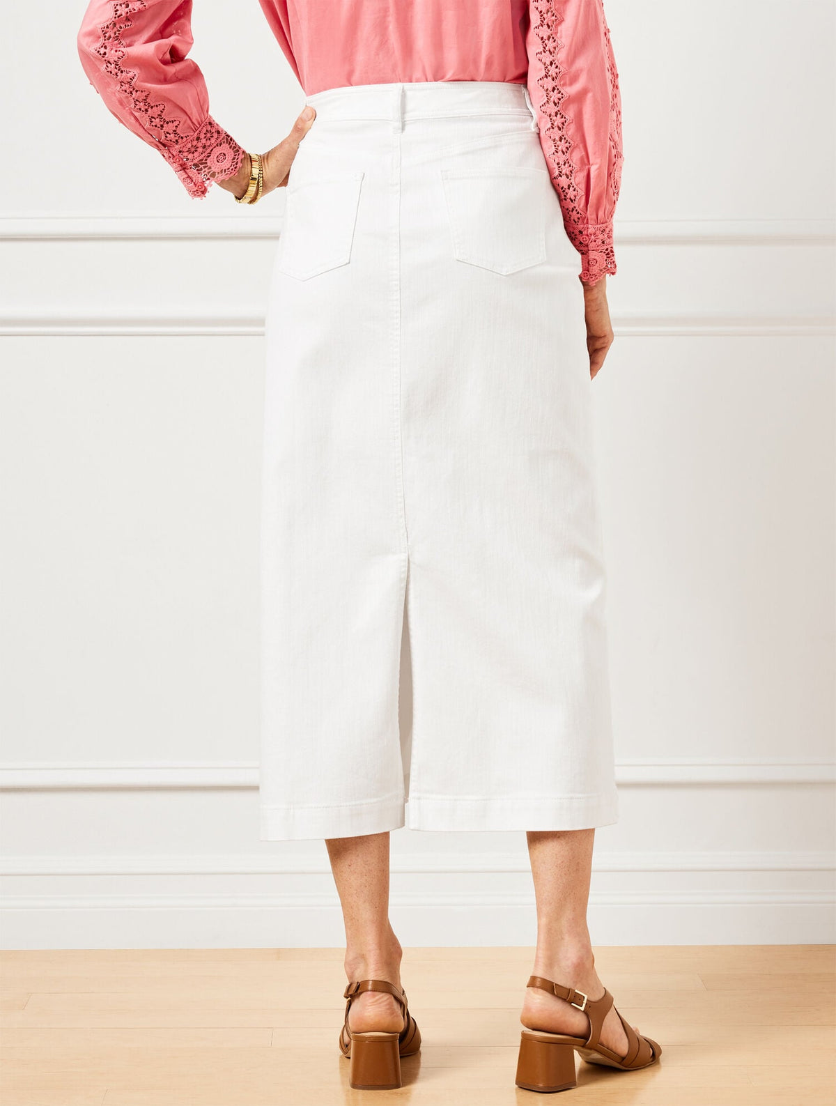 DENIM MIDI SKIRT - WHITE | Talbots