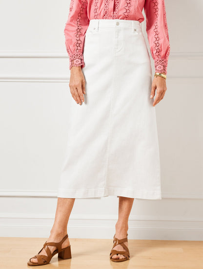 DENIM MIDI SKIRT - WHITE | Talbots