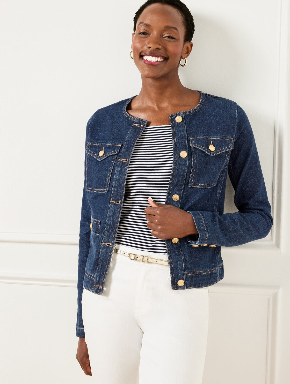 BUTTON CUFF JEAN JACKET - RINSE WASH | Talbots