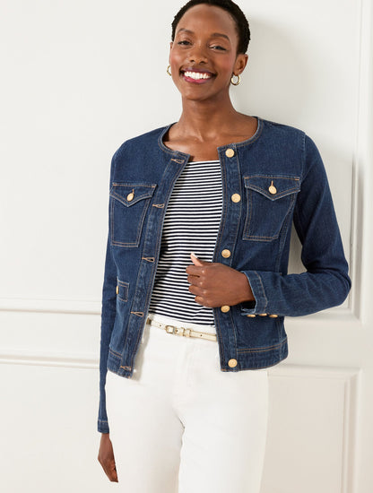 BUTTON CUFF JEAN JACKET - RINSE WASH | Talbots