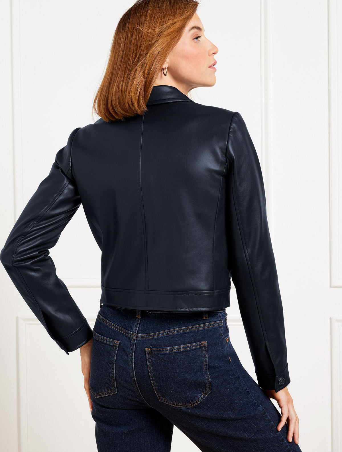 FAUX LEATHER CROPPED JACKET | Talbots