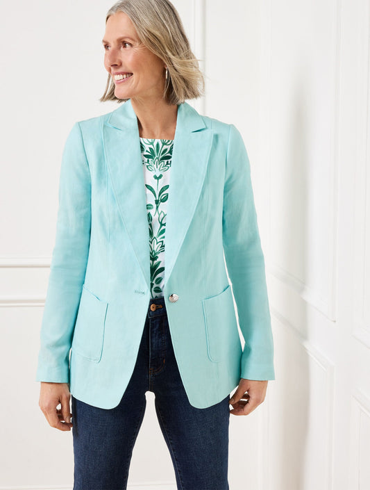 TAILORED SEAMING LINEN BLAZER | Talbots
