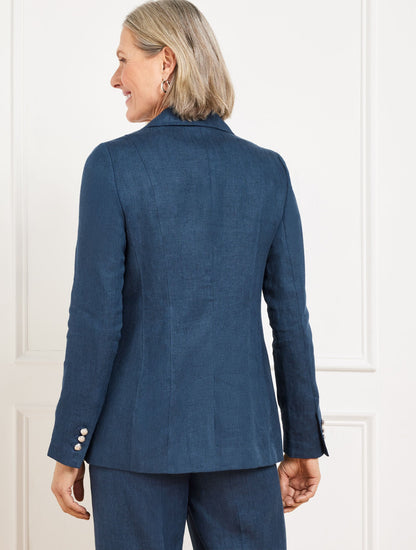 TAILORED SEAMING LINEN BLAZER - CROSS DYED | Talbots