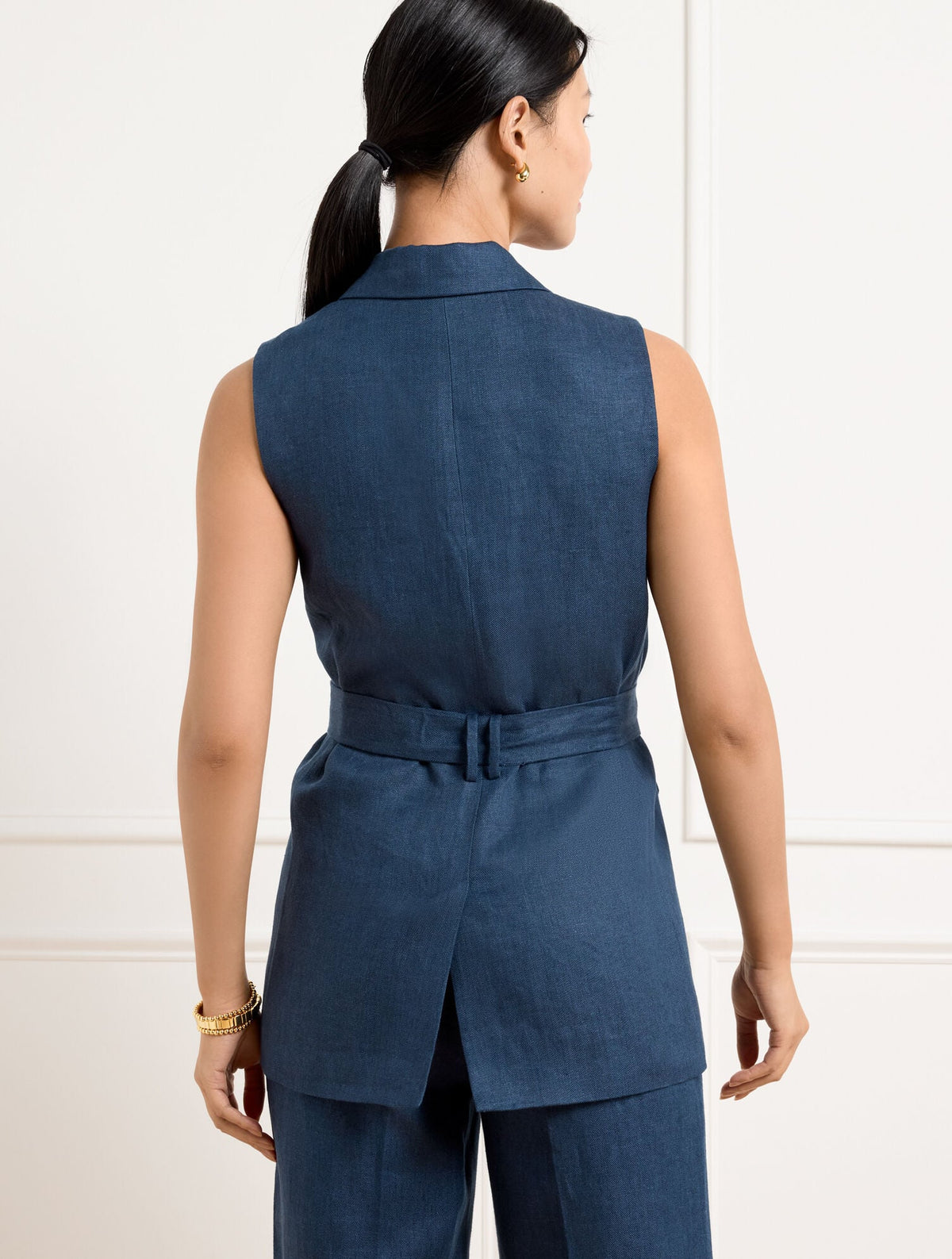 TIE WAIST LINEN VEST | Talbots