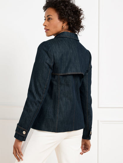 REFINED DENIM SHORT TRENCH COAT | Talbots