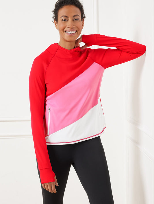 PERFORMANCE INTERLOCK HOODED PULLOVER - DIAGONAL | Talbots