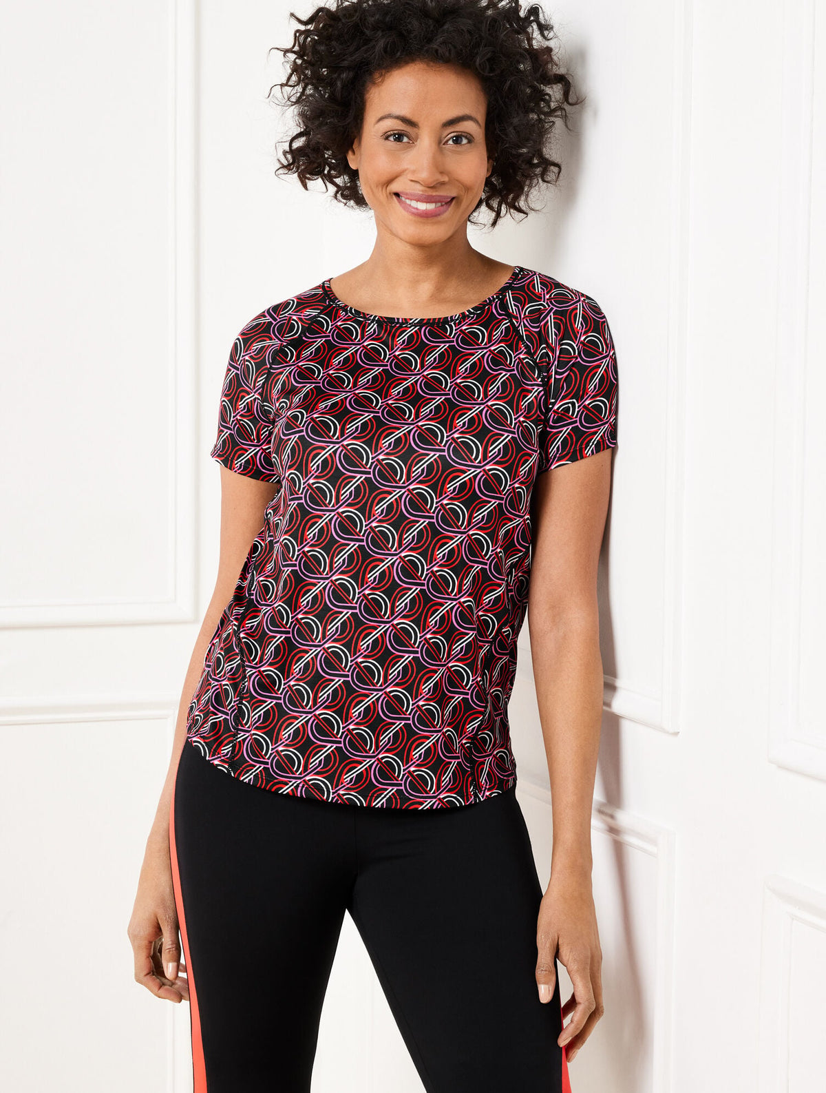COOL SLUB ACTIVE SHORT SLEEVE TEE - INTERLACING LOOPS | Talbots