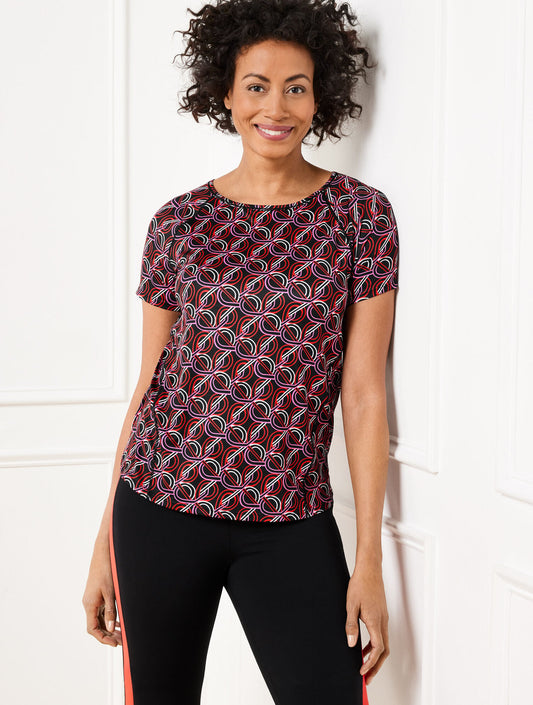 COOL SLUB ACTIVE SHORT SLEEVE TEE - INTERLACING LOOPS | Talbots