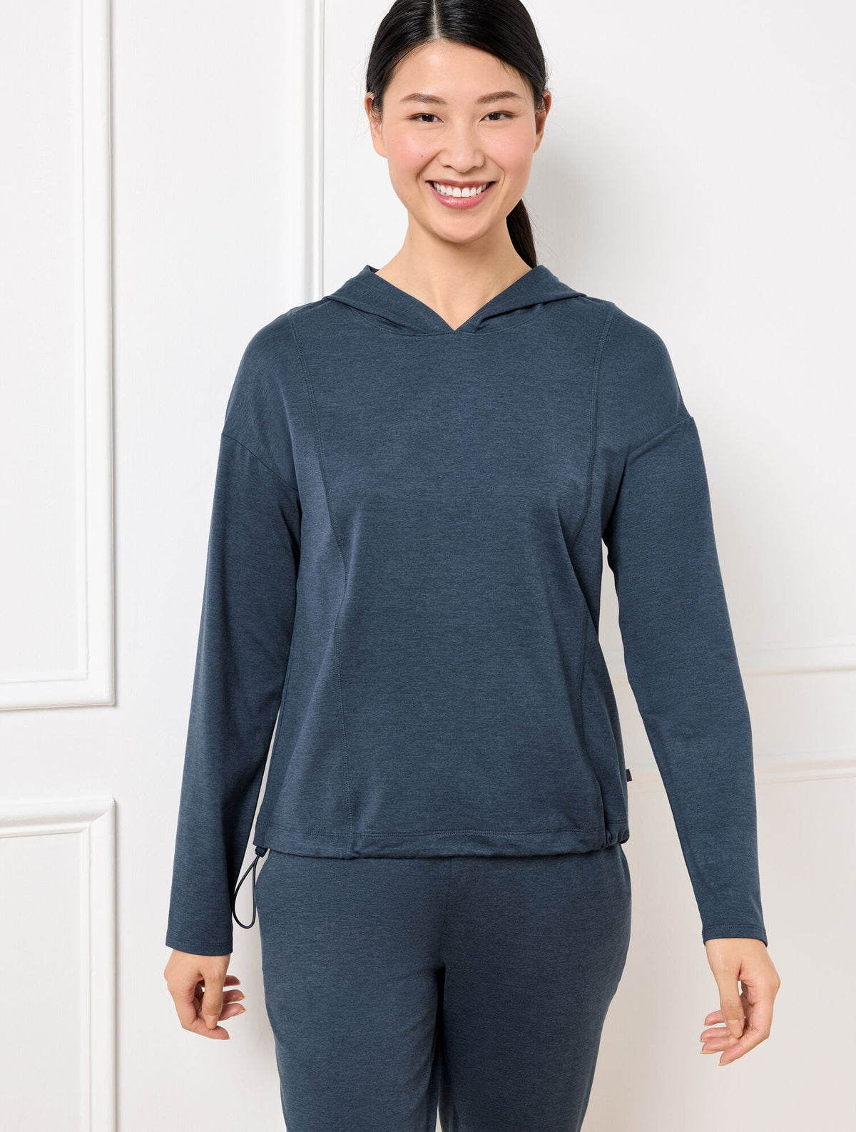 BUTTERY SOFT EASY KNIT BUNGEE HEM HOODIE | Talbots