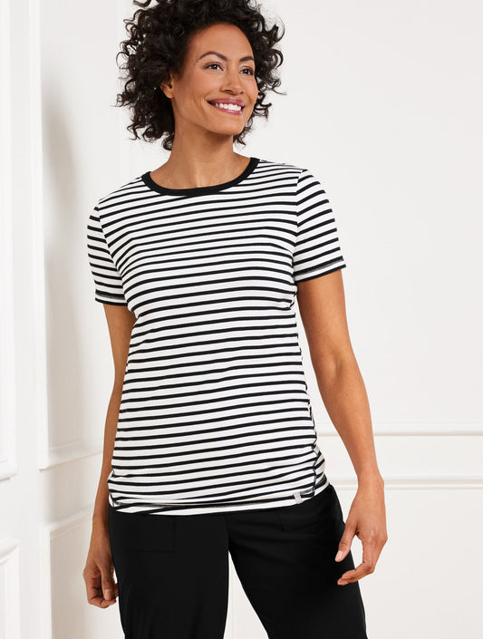 SUPERSOFT JERSEY SHORT SLEEVE STRIPED TEE | Talbots