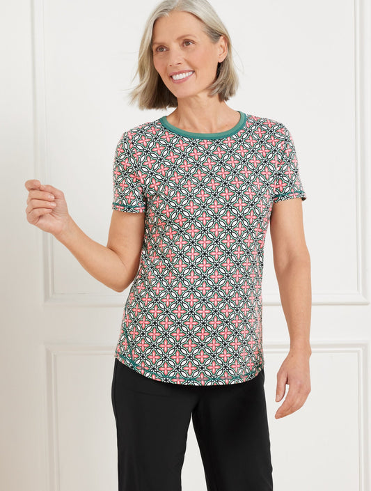 SUPERSOFT JERSEY SHORT SLEEVE TEE - HIGH TIDE TILE | Talbots