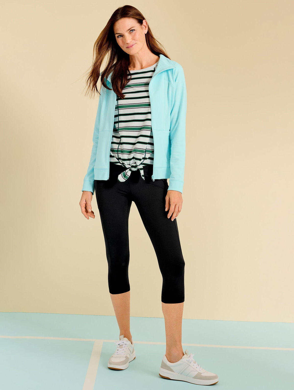 SUPERSOFT JERSEY TIE FRONT TEE - RAINFALL STRIPE | Talbots