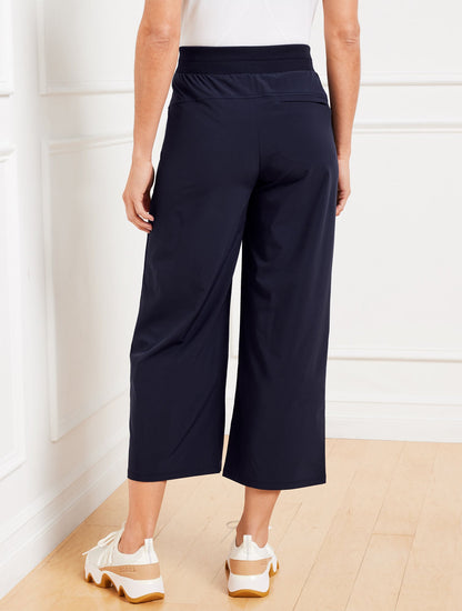 LIGHTWEIGHT WOVEN STRETCH WIDE LEG ANKLE PANTS | Talbots