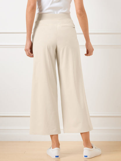 LIGHTWEIGHT WOVEN STRETCH WIDE LEG ANKLE PANTS | Talbots