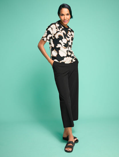 LIGHTWEIGHT WOVEN STRETCH WIDE LEG ANKLE PANTS | Talbots