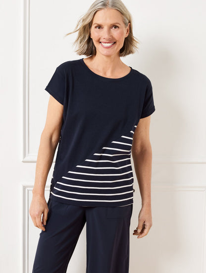 SUPERSOFT JERSEY SHORT SLEEVE TEE - CLASSIC STRIPE | Talbots