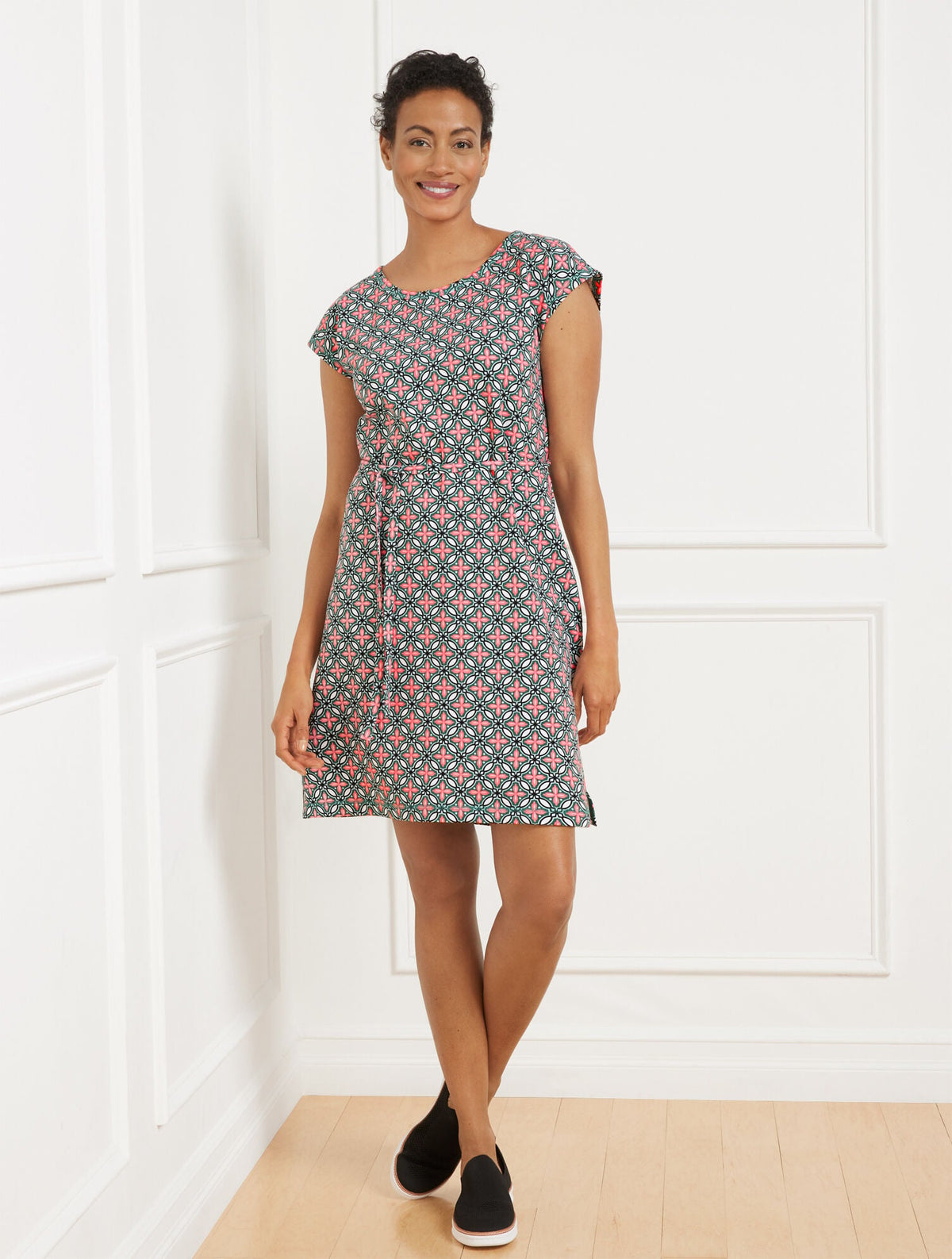 MODAL FRENCH TERRY T-SHIRT DRESS - HIGH TIDE TILE | Talbots
