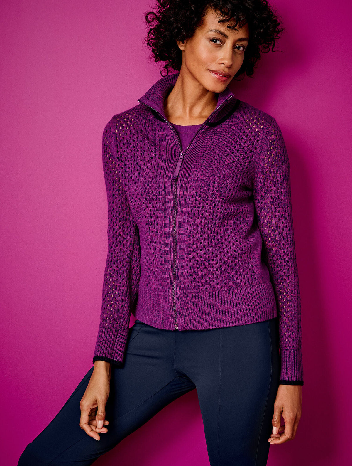 COOLMAX® FULL ZIP SWEATER JACKET | Talbots