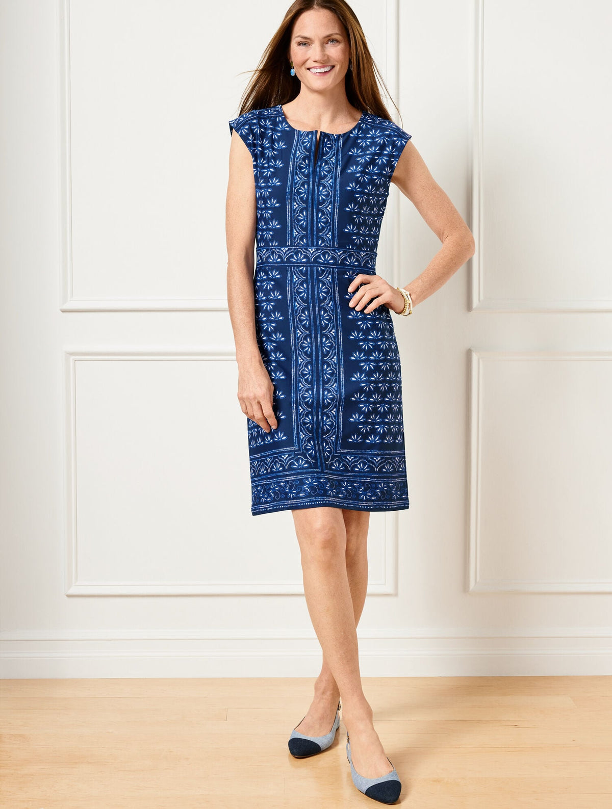 EFFORTLESS JERSEY BATIK SHIFT DRESS | Talbots