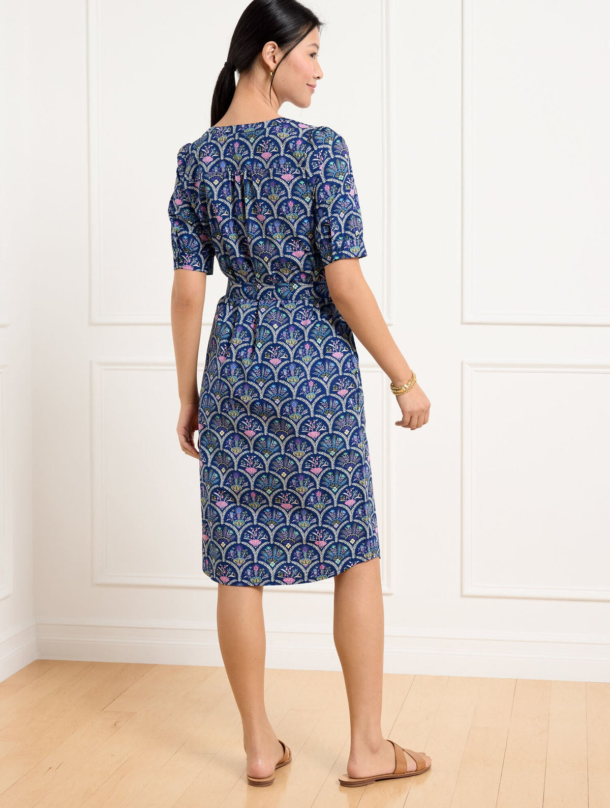 MODERN POPLIN SHIRTDRESS - SCALLOPED FLORAL | Talbots