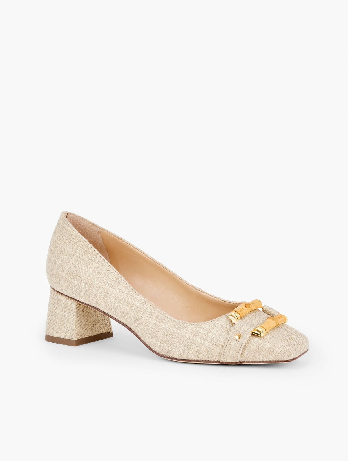 CARLYE BAMBOO BUCKLE LINEN PUMPS | Talbots