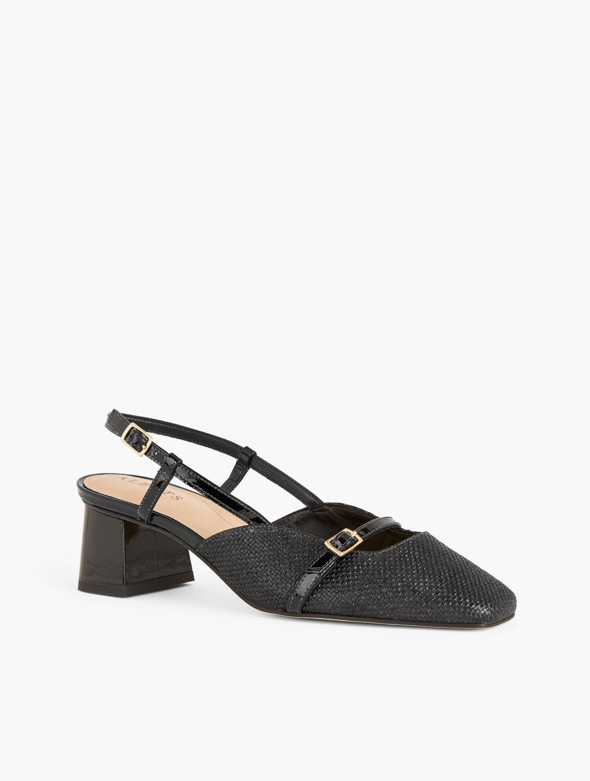 CARLYE BUCKLE BLOCK HEEL PUMPS - SHIMMER RAFFIA | Talbots