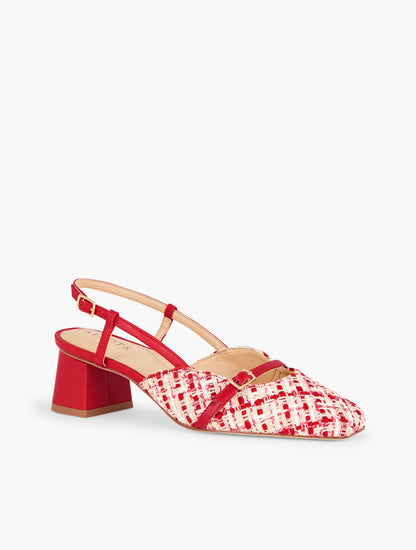CARLYE BUCKLE BLOCK HEEL PUMPS - LOVELY TWEED | Talbots