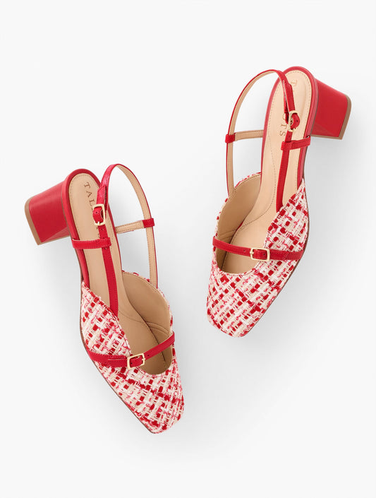 CARLYE BUCKLE BLOCK HEEL PUMPS - LOVELY TWEED | Talbots