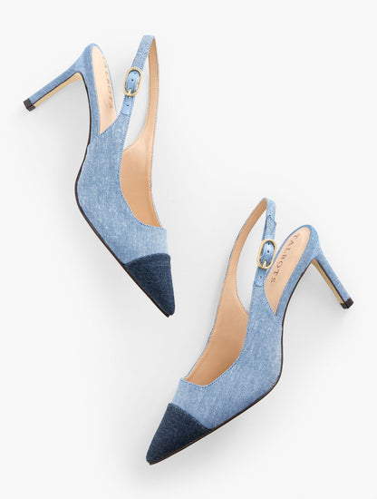 ELENA DENIM SLINGBACK PUMPS | Talbots