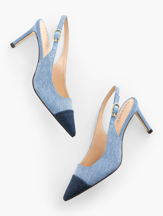 ELENA DENIM SLINGBACK PUMPS | Talbots
