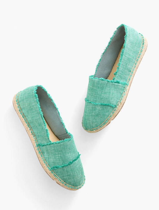 IZZY FRAYED WASHED LINEN ESPADRILLE FLATS | Talbots